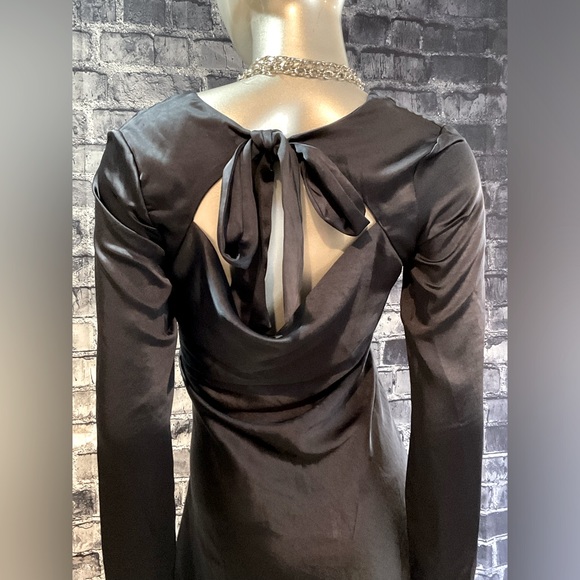 Navy Blue Satin Formal Mini Dress - Picture 7 of 10